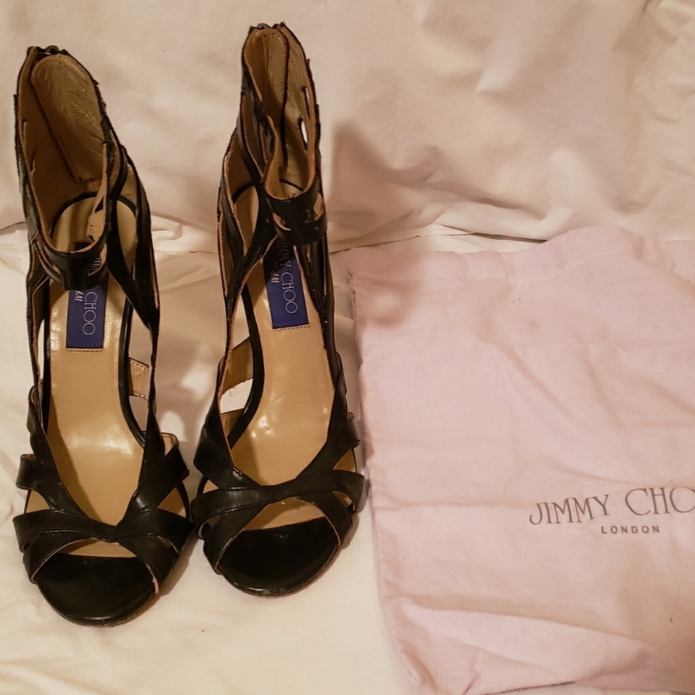 Jimmy choo black strappy heels